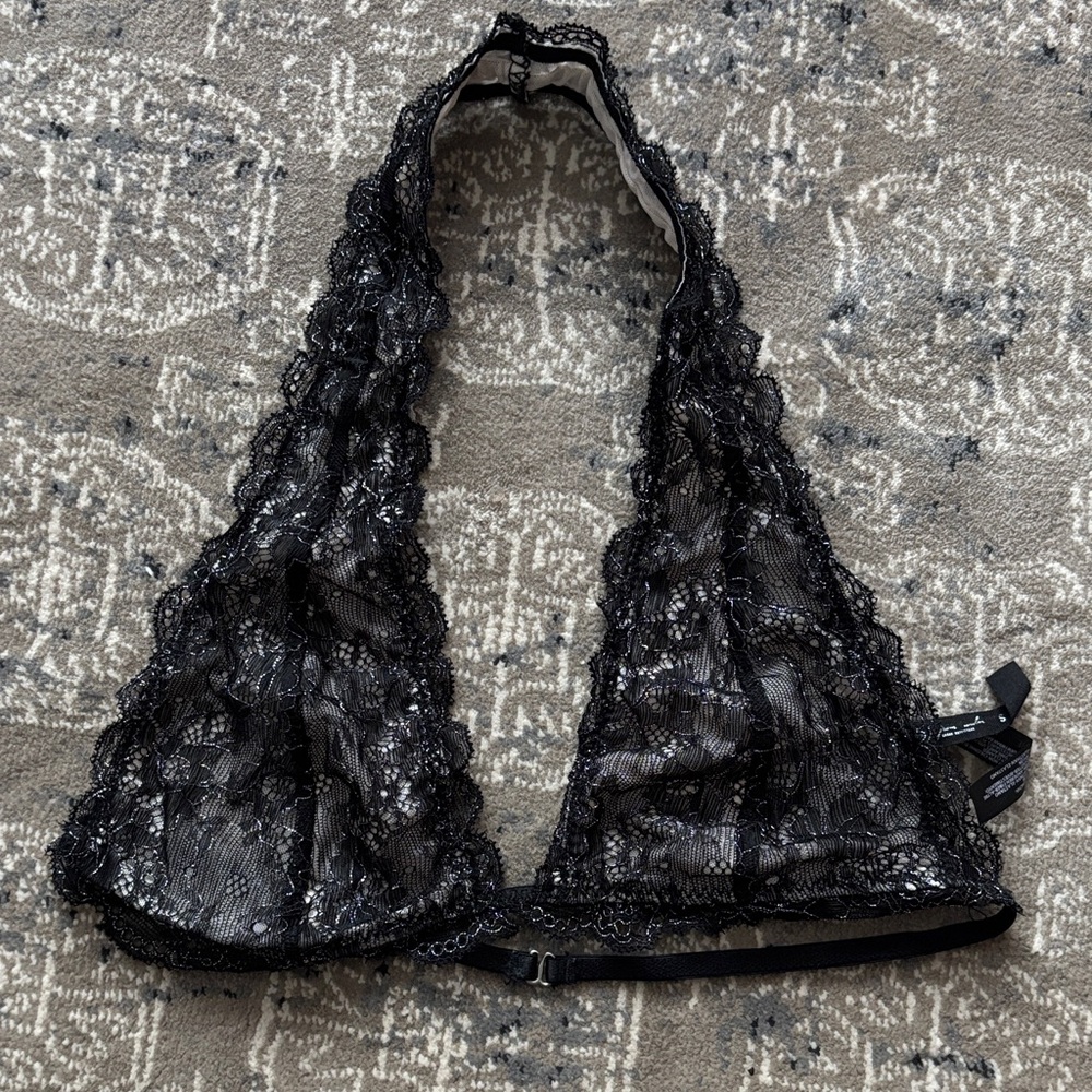 Urban Outfitters Black Lace Halter Bralette